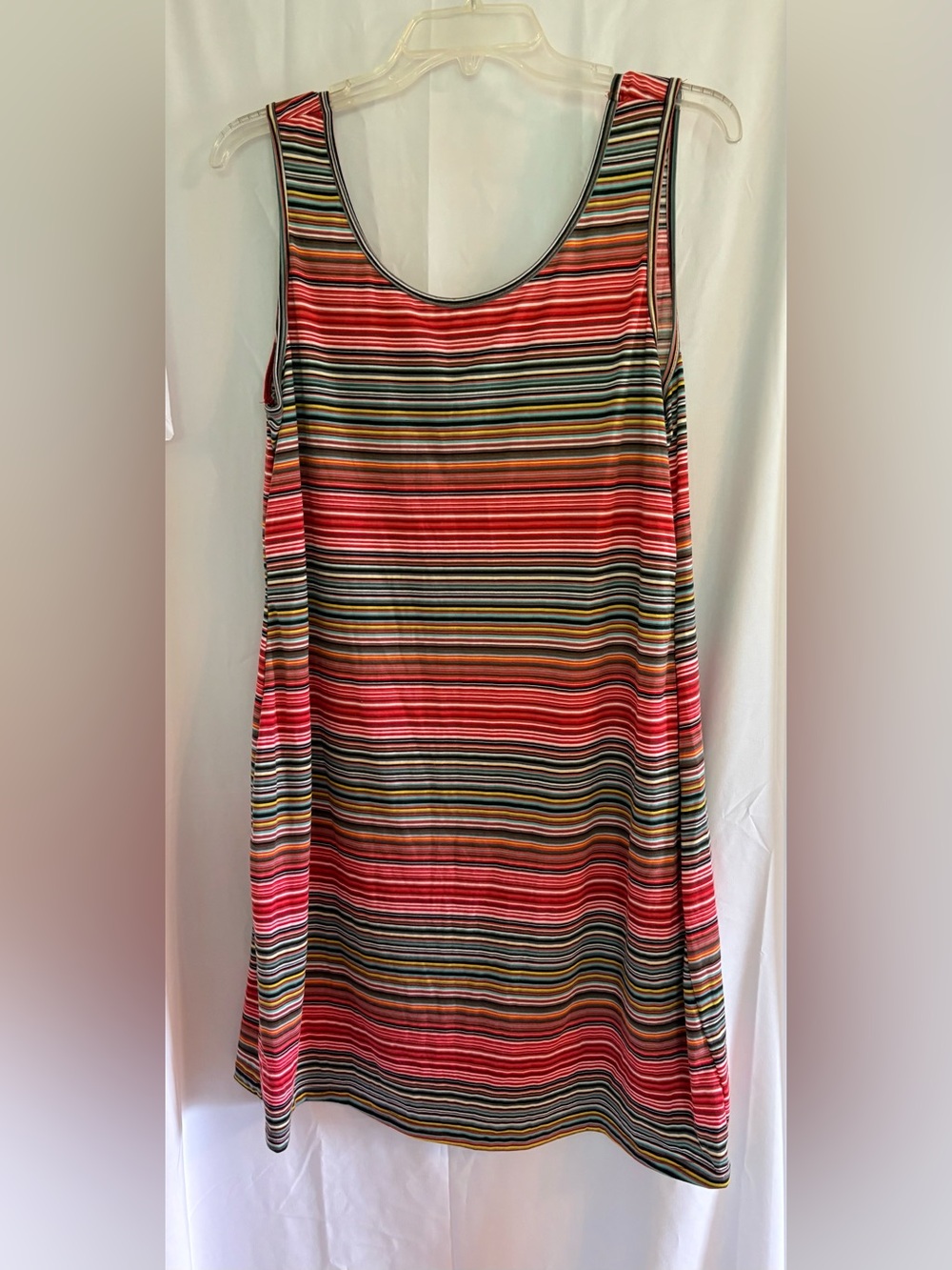 Striped A-Line Tank Dress in Red Multi-Stripe